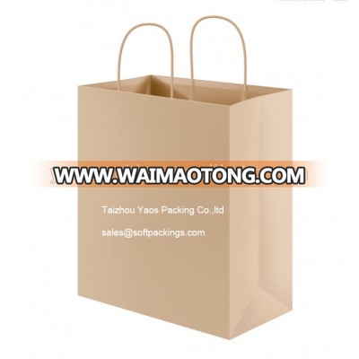 kraft paper bag wholesale with twisted handle, flat bottom kraft paper bag for packing, take away fast food paper bag