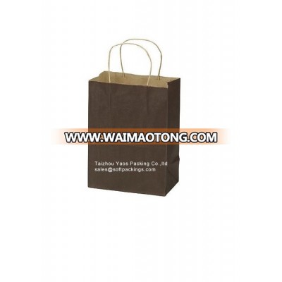 new design colored kraft paper bag, take away fast food bag with flat bottom, eco promotion kraft paper carrier bag