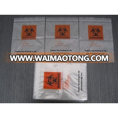 2015 latest biohazard zip lock specimen LDPE transparent Biohazard specimen printed bag